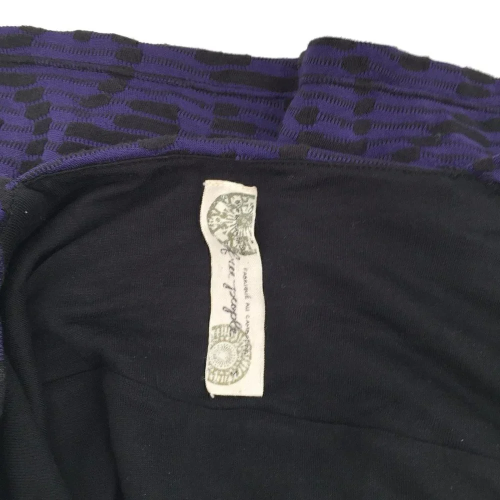 Free People purple black knit body con mini dress tank shift sleeveless Medium